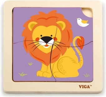 Dřevěné puzzle lev 4 dílky