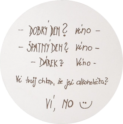 Podtácek ze dřeva s motivem Víno 10 cm
