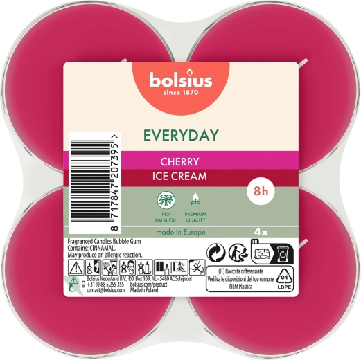 Maxi čajové svíčky Cherry Ice Cream, sada 4 ks