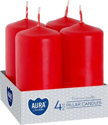 Červené adventní svíčky 80 × 40 mm - 4 ks