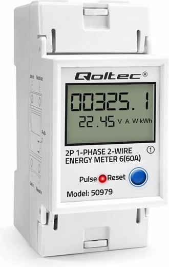 Jednofázový elektroměr na DIN lištu s LCD, LED indikací a funkcí RESET 230 V 60 A