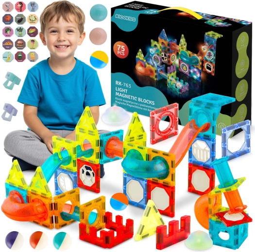 Ricokids svítící magnetická stavebnice s kuličkovou dráhou