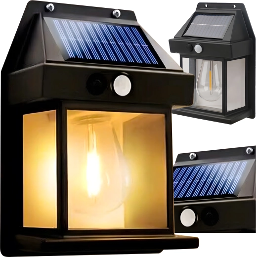 Solární nástěnné LED svítidlo s pohybovým senzorem, teplá bílá 3000K, IP44