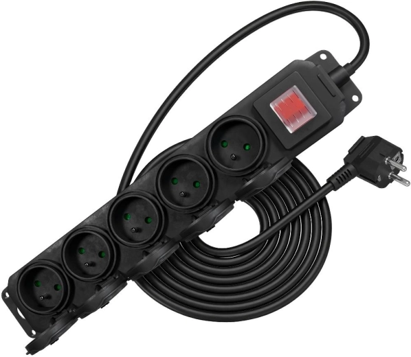 Venkovní prodlužovací přívod RETLUX RPC 208 s 5 zásuvkami IP44, 3 m