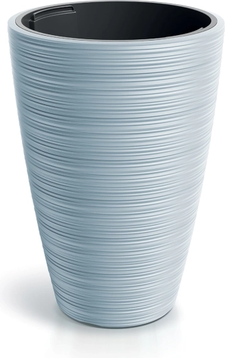 vena round květináč 34,9 cm světle šedý s vložkou