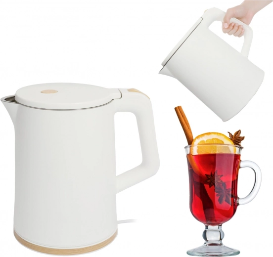 Cestovní bezdrátová rychlovarná konvice 1,2 l s otočnou základnou, bílá