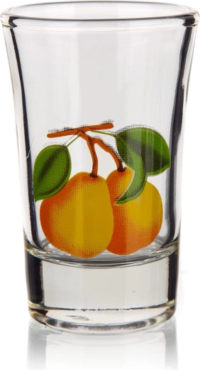 Skleněná odlivka s motivem hrušky 40 ml (6 ks)