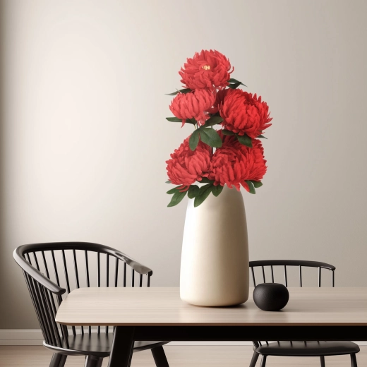 Umělá dekorativní chryzantéma červená 12 × 58 cm