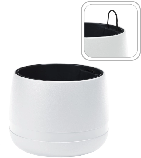 Závěsný květináč Koma Waza 48 cm – bílý polypropylen s vnitřní vložkou