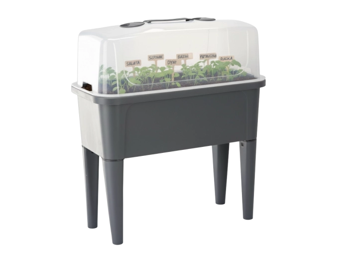 Zvýšený skleník se stolkem s víkem, antracit 76 × 38 × 83 cm