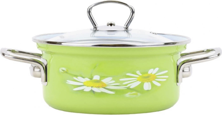 Smaltovaný kastrol BELIS Daisy 24 cm se skleněnou poklicí, 4,5 l