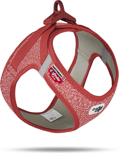 Curli postroj pro psy se sponou z merino vlny, červený, velikost 3xs (1,5–3 kg)