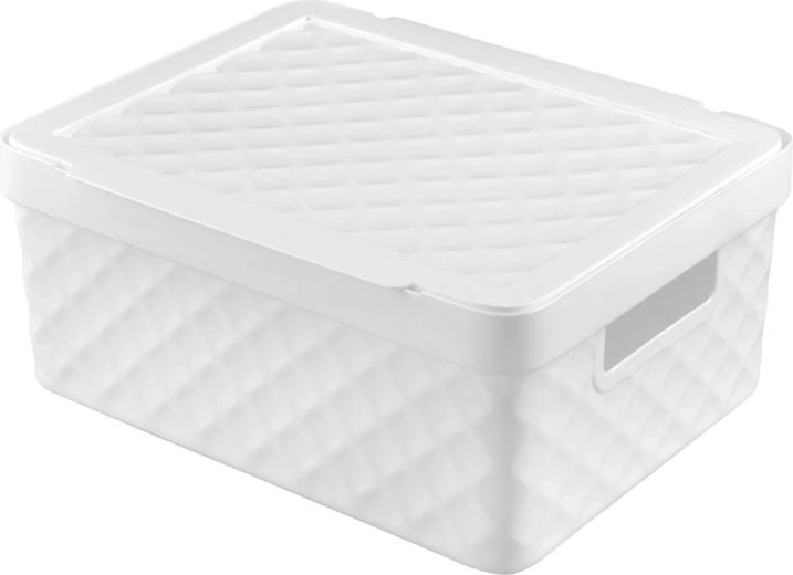 Plastový úložný košík s víkem HEIDRUN Diamond 36 × 27 × 14 cm - 1 kus