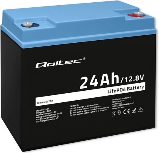 Akumulátor LiFePO4 lithiovo-železofosfátový 12.8V 24Ah 307.2Wh s BMS
