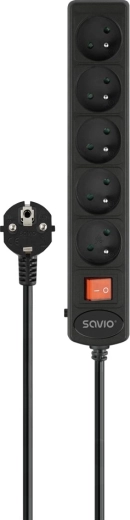 Přepěťová prodlužovací zásuvka 5× Schuko, 3 m se spínačem