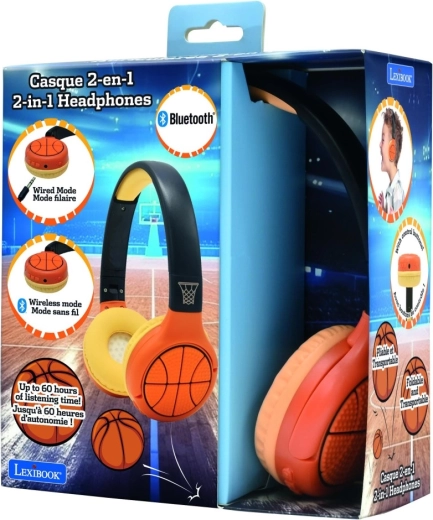 Dětská Bluetooth sluchátka 2v1 s basketbalovým designem LEXIBOOK