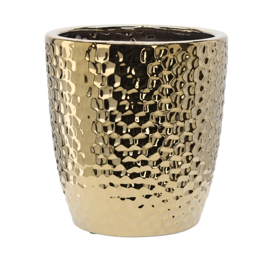 Keramický obal na květináč 39 × 39 × 41,5 cm – zlatý plástve medu
