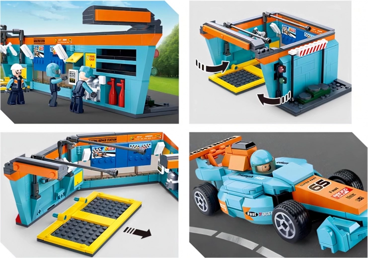 Autentická servisní stanice s pohyblivými prvky