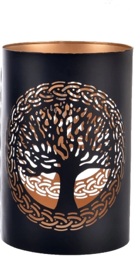 Svícen TREE z kovu černo-zlatý 22 cm