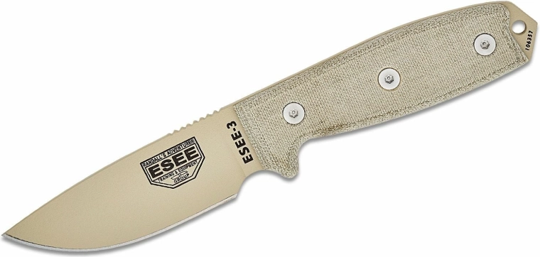 Univerzální pevný nůž ESEE 3, Micarta, pouzdro OD Green