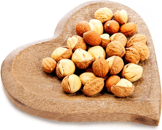 Dřevěný talíř na občerstvení srdce z manga 12 × 12 cm