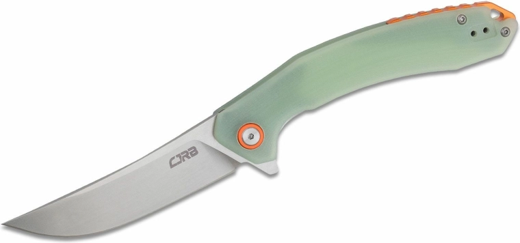 CJRB Gobi kapesní zavírací nůž 8,9 cm, stonewash, transparentní zelená G10 (CNC textura)
