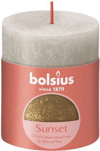 Rustikální svíčka písek šedá/zlatá 80 × 68 mm