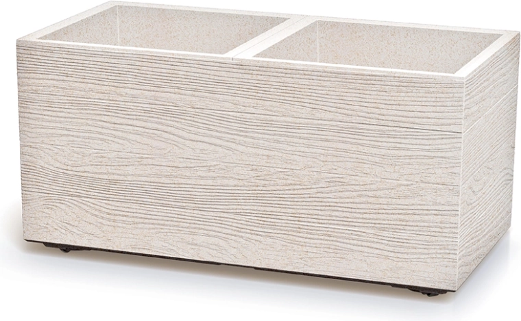 Plastový květináč Madera Case Eco Wood 77 cm – bílý