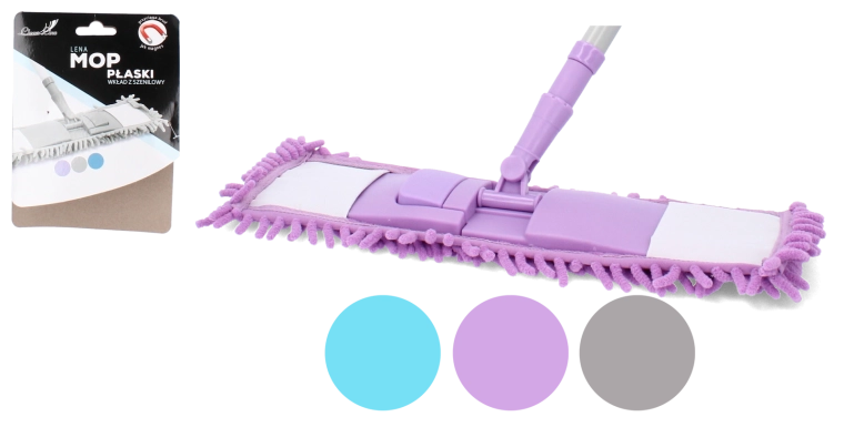 Plochý mop s chenille vláknem a teleskopickou násadou