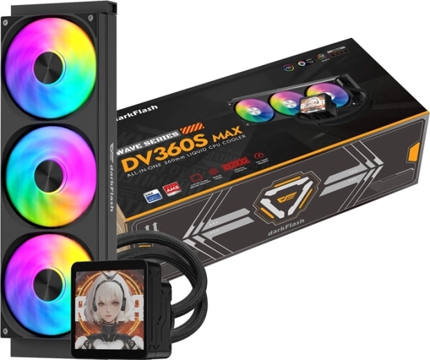 Vodní chlazení CPU DarkFlash DV360S MAX 360 mm s IPS displejem, černé