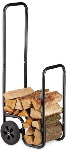 Vozík na dřevo kovový černý 38 × 45 × 110 cm