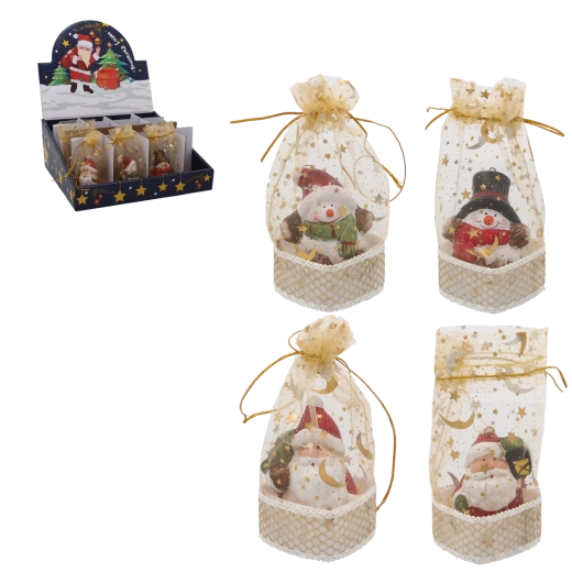 Vánoční figurka Santa nebo sněhulák v sáčku