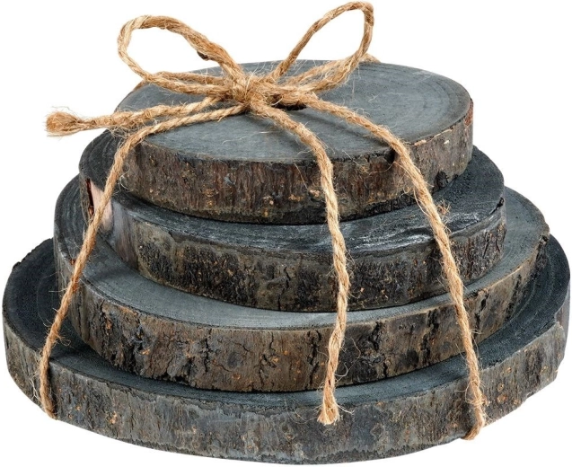 Dřevěné podtácky z plátků dřeva, sada 4 ks