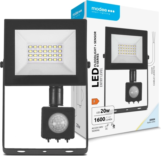 LED reflektor MODEE E‑series se senzorem 20 W, 1600 lm, 6000 K, 120°