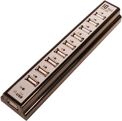 USB 2.0 hub s 10 porty a napájecím adaptérem