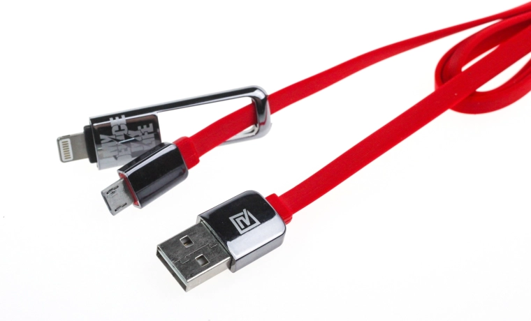 Remax King-Kong 2v1 nabíjecí a datový kabel 1 m červený (USB-A / micro USB + Lightning)