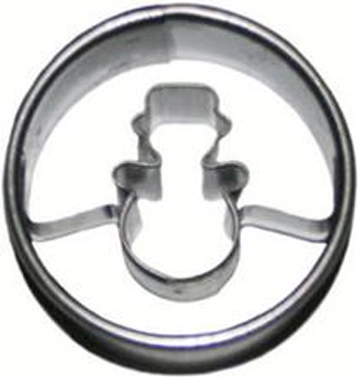 Vykrajovátko na cukroví – sněhulák, kulaté 3 × 1,6 cm, pocínovaný plech