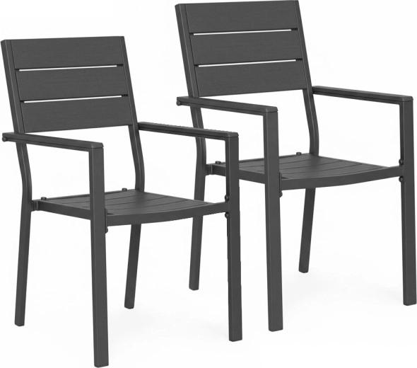 Sada 2 zahradních židlí z HDPE a oceli, šedé – MultiGarden