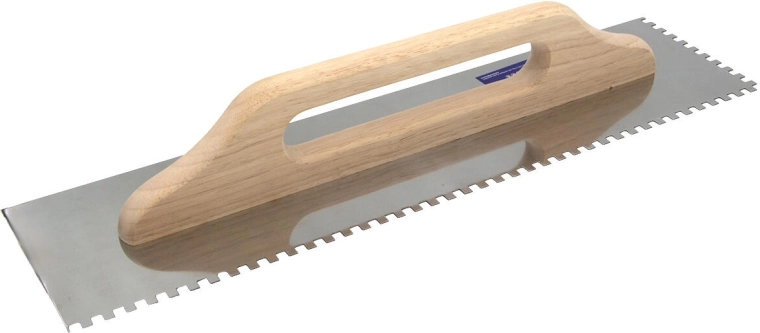 Hladítko z nerezové oceli se zuby 6 mm, 500 × 130 mm, dřevěná rukojeť