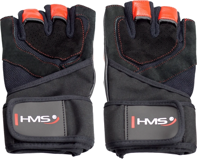 Fitness rukavice s omotávkou zápěstí HMS – Červené