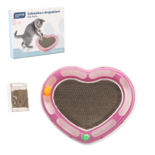 Interaktivní srdcová hračka pro kočky s kartonovým škrábadlem