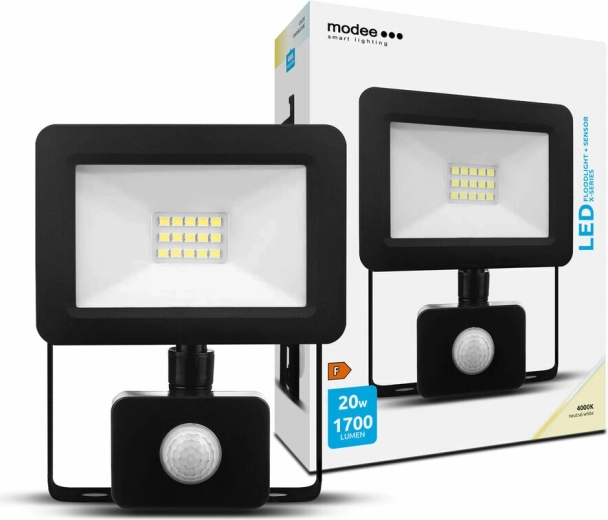 Modee LED reflektor X‑series 20 W, neutrální bílá, se senzorem