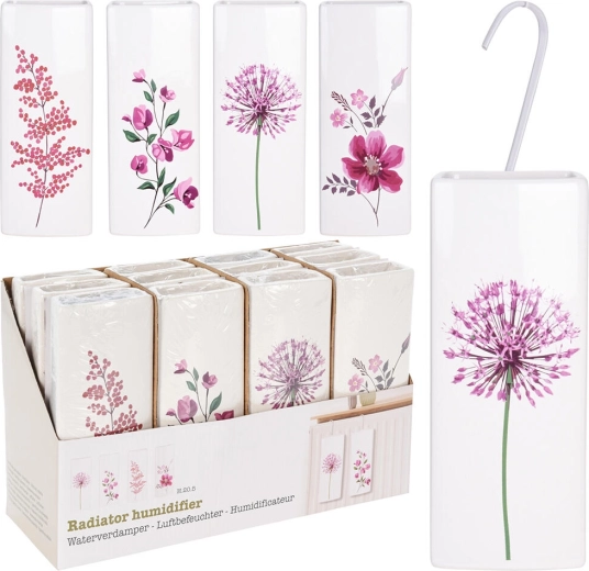 Keramický odpařovač na radiátor Květiny, 20,5 × 8 × 3,5 cm