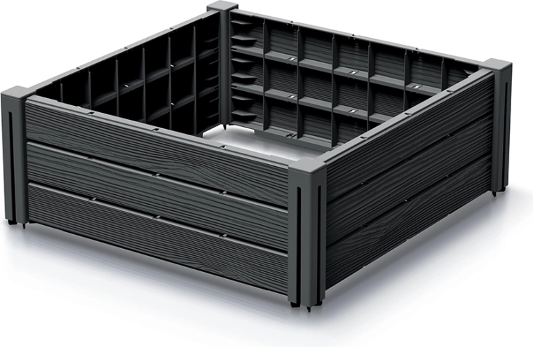 Vyvýšený záhon z odolného plastu 61,8 × 61,8 cm antracit