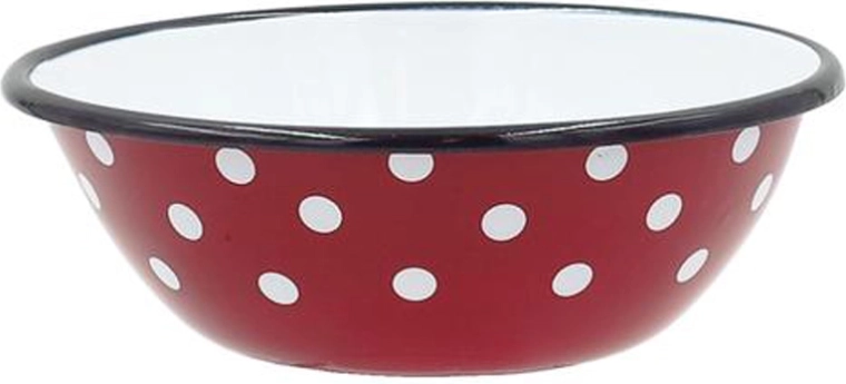 Smaltovaná miska s puntíky 16 cm, červená