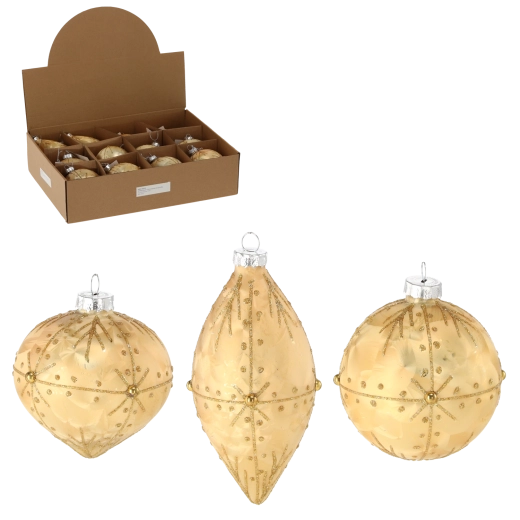 Skleněné vánoční ozdoby – zlaté, mix tvarů
