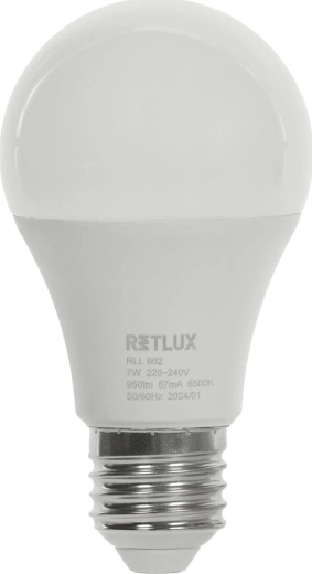 RETLUX LED žárovka A60 E27 7 W denní bílá