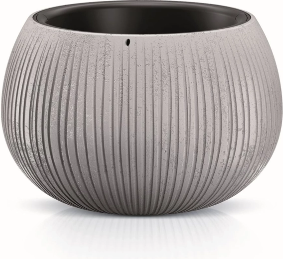 Květináč Beton Bowl s vložkou 29 cm – šedý