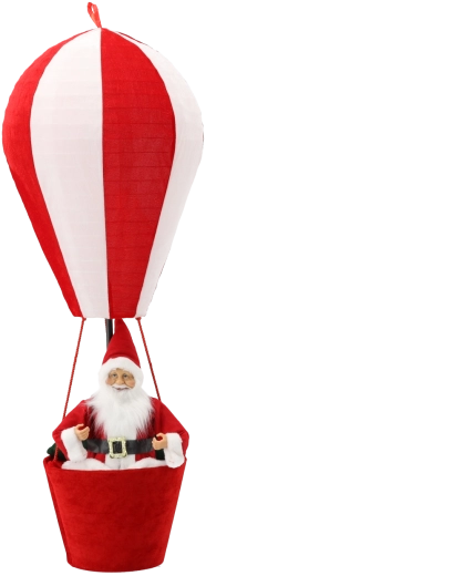Vánoční dekorace Santa v horkovzdušném balónu 110 cm