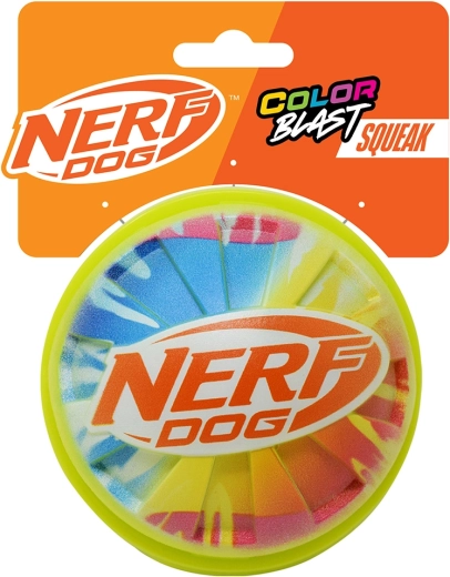 Nerf Dog pískací míček s barevným úchopem 10 cm